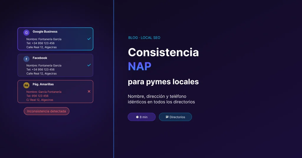 Consistencia NAP: por qué el nombre, dirección y teléfono de tu negocio deben ser idénticos en todos los directorios