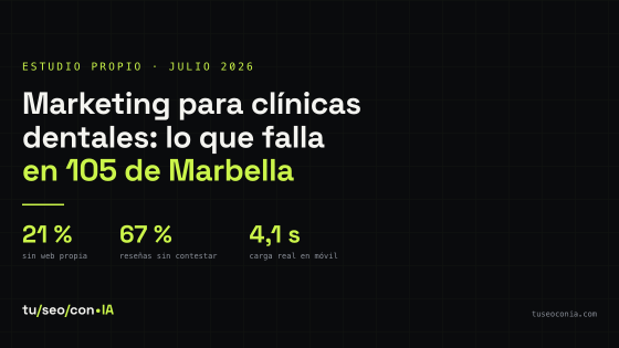 Cifras del estudio de 105 clínicas dentales de Marbella: 21% sin web, 67% sin contestar reseñas, 4,1 segundos de carga en móvil