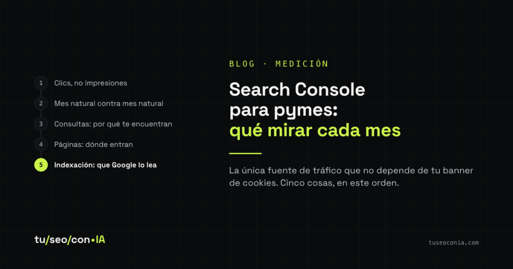 Search Console para pymes: las cinco cosas que miramos cada mes (y las que ignoramos)